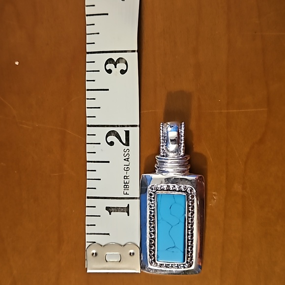 Faux Turquoise, Silver-toned Pendant - Picture 2 of 2